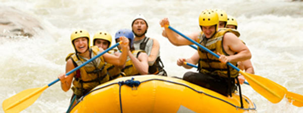 Group white water rafting near Fort McMurray.